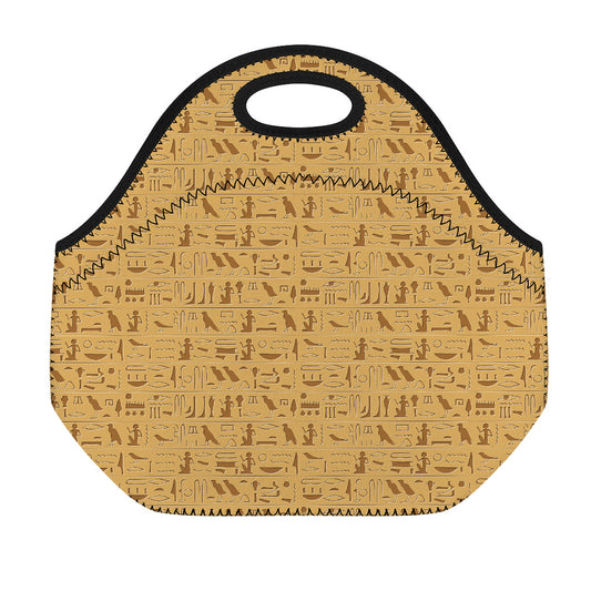 Ancient Egyptian Hieroglyphs Print Neoprene Lunch Bag