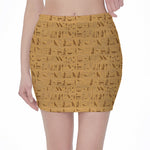 Ancient Egyptian Hieroglyphs Print Pencil Mini Skirt