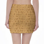 Ancient Egyptian Hieroglyphs Print Pencil Mini Skirt