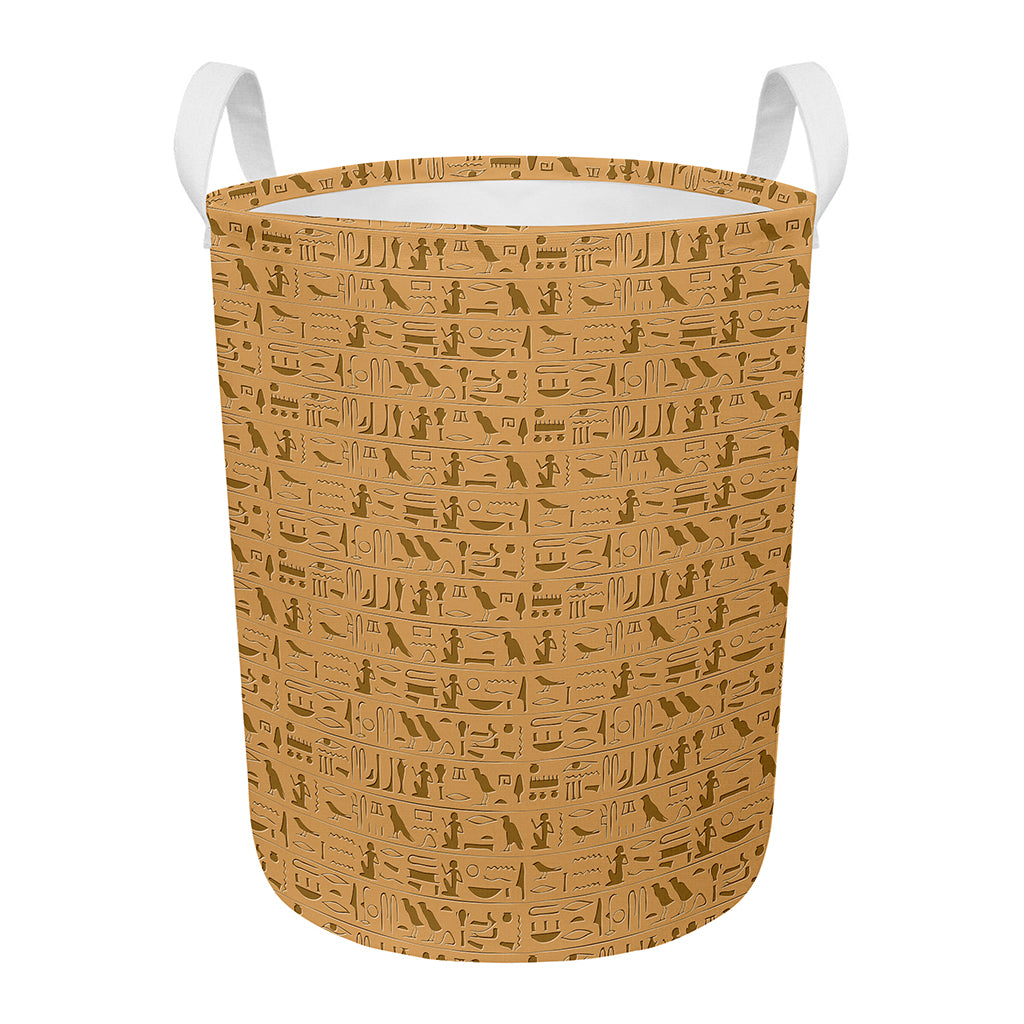 Ancient Egyptian Hieroglyphs Print Round Laundry Basket