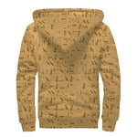 Ancient Egyptian Hieroglyphs Print Sherpa Lined Zip Up Hoodie