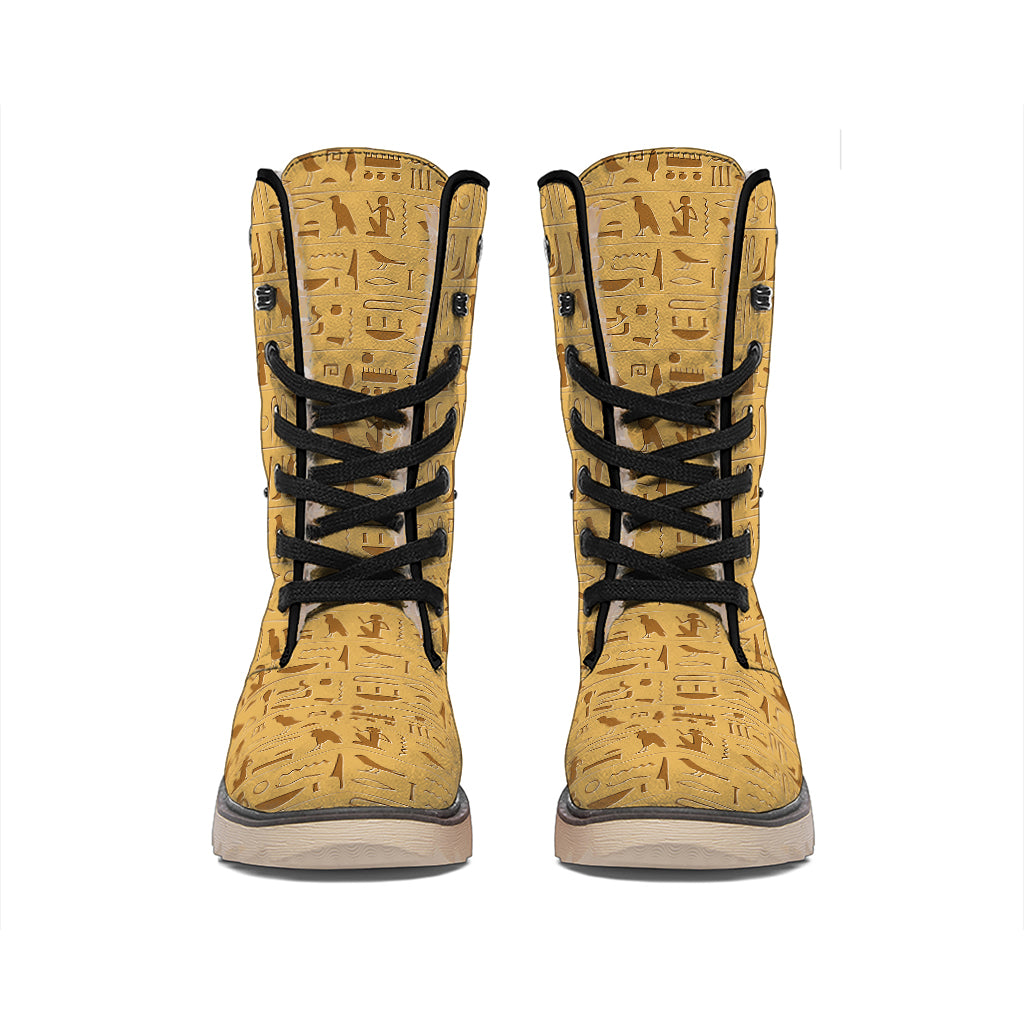 Ancient Egyptian Hieroglyphs Print Winter Boots