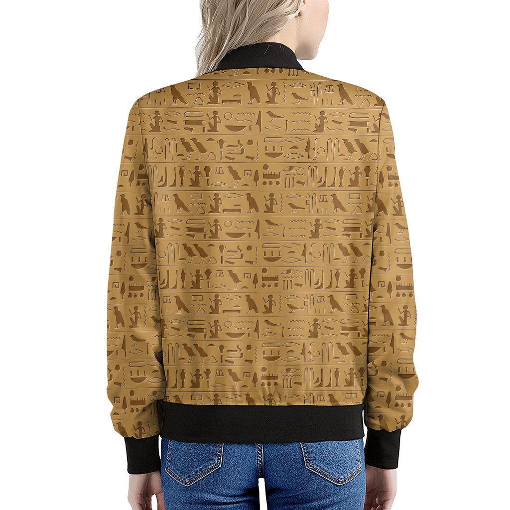 Ancient Egyptian Hieroglyphs Print Women's Bomber Jacket