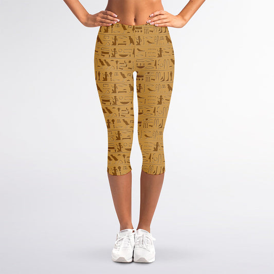 Ancient Egyptian Hieroglyphs Print Women's Capri Leggings