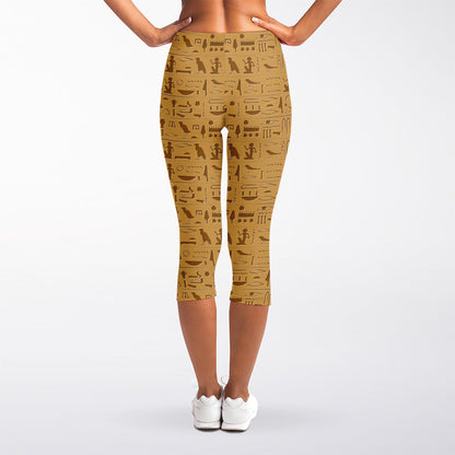 Ancient Egyptian Hieroglyphs Print Women's Capri Leggings