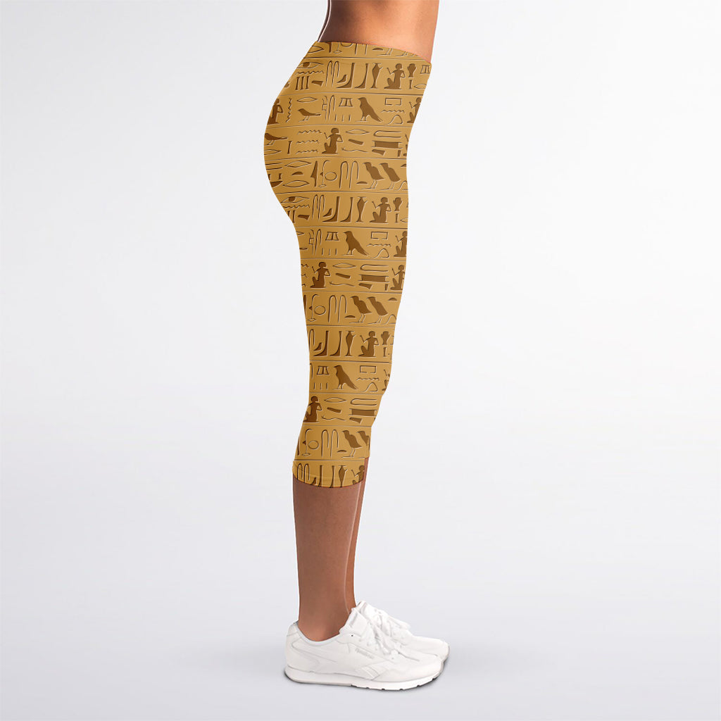 Ancient Egyptian Hieroglyphs Print Women's Capri Leggings