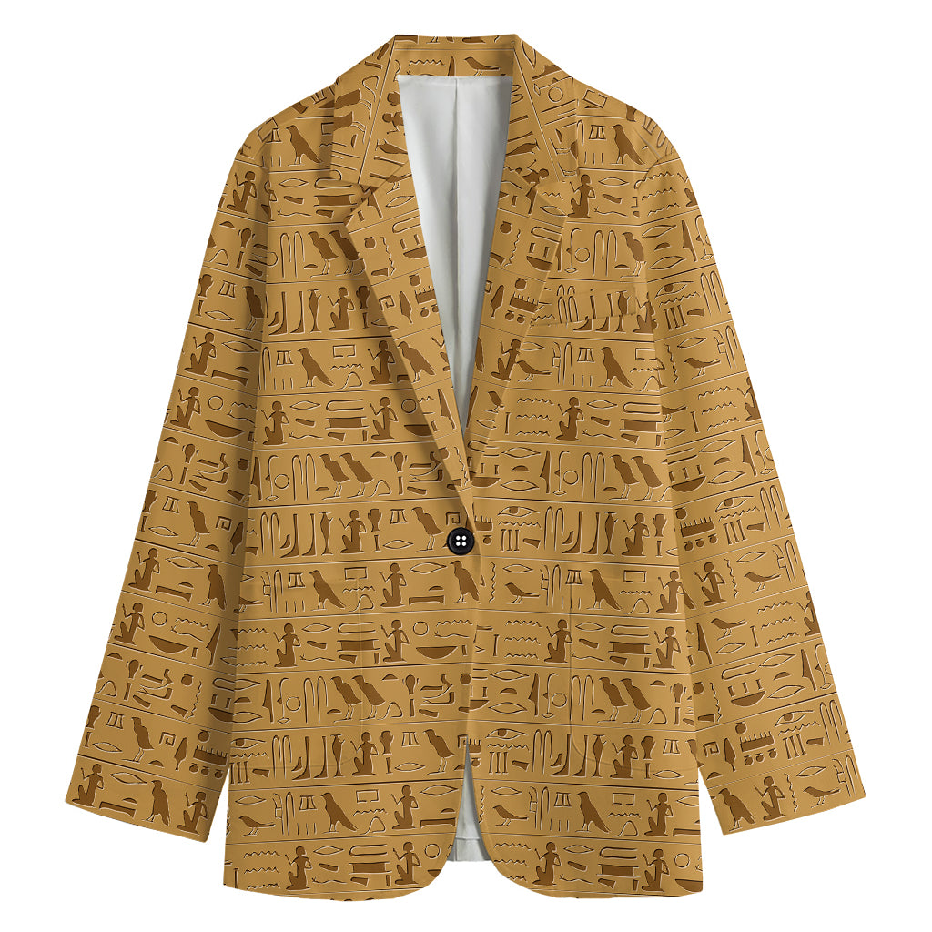 Ancient Egyptian Hieroglyphs Print Women's Cotton Blazer