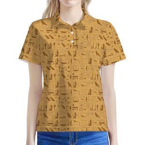 Ancient Egyptian Hieroglyphs Print Women's Polo Shirt