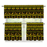 Ancient Egyptian Pattern Print 3 Piece Kitchen Curtains