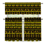 Ancient Egyptian Pattern Print 3 Piece Kitchen Curtains