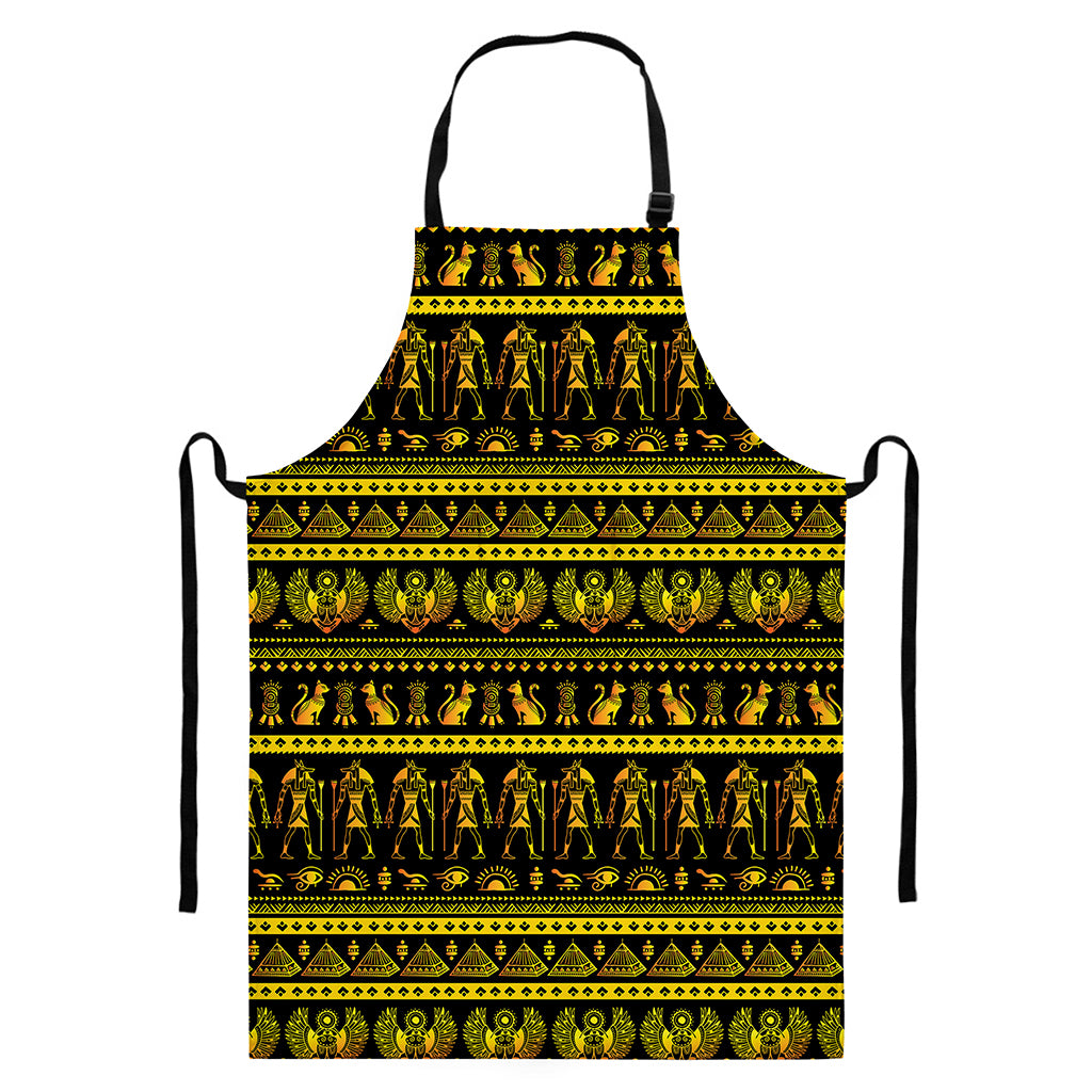 Ancient Egyptian Pattern Print Bib Apron With Pocket