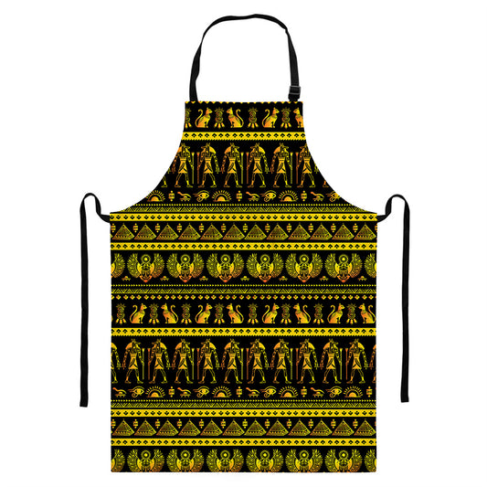 Ancient Egyptian Pattern Print Bib Apron With Pocket