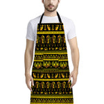 Ancient Egyptian Pattern Print Bib Apron With Pocket