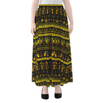 Ancient Egyptian Pattern Print Chiffon Maxi Skirt