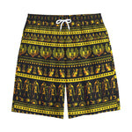 Ancient Egyptian Pattern Print Cotton Shorts