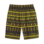 Ancient Egyptian Pattern Print Cotton Shorts