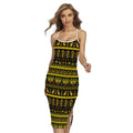 Ancient Egyptian Pattern Print Cross Back Cami Dress