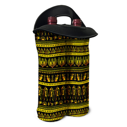 Ancient Egyptian Pattern Print Double Neoprene Wine Tote