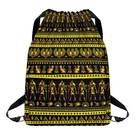 Ancient Egyptian Pattern Print Drawstring Backpack