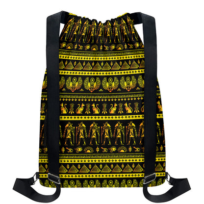 Ancient Egyptian Pattern Print Drawstring Backpack