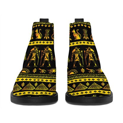 Ancient Egyptian Pattern Print Flat Ankle Boots