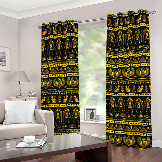 Ancient Egyptian Pattern Print Grommet Curtains