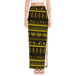 Ancient Egyptian Pattern Print High Slit Maxi Skirt