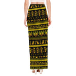 Ancient Egyptian Pattern Print High Slit Maxi Skirt