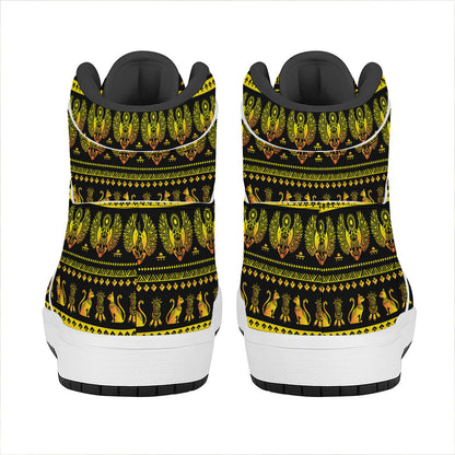 Ancient Egyptian Pattern Print High Top Leather Sneakers