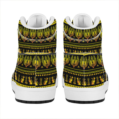 Ancient Egyptian Pattern Print High Top Leather Sneakers
