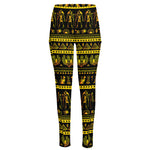 Ancient Egyptian Pattern Print High-Waisted Pocket Leggings