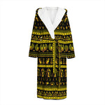 Ancient Egyptian Pattern Print Hooded Bathrobe