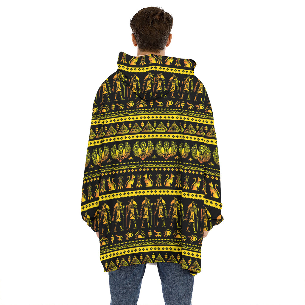 Ancient Egyptian Pattern Print Hoodie Blanket