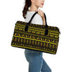 Ancient Egyptian Pattern Print Leather Duffle Bag