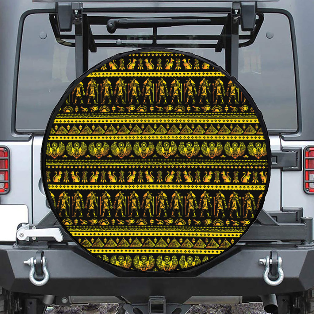 Ancient Egyptian Pattern Print Leather Spare Tire Cover