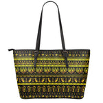 Ancient Egyptian Pattern Print Leather Tote Bag