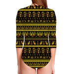 Ancient Egyptian Pattern Print Long Sleeve Swimsuit