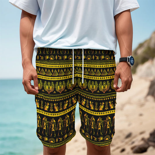 Ancient Egyptian Pattern Print Men's Cargo Shorts