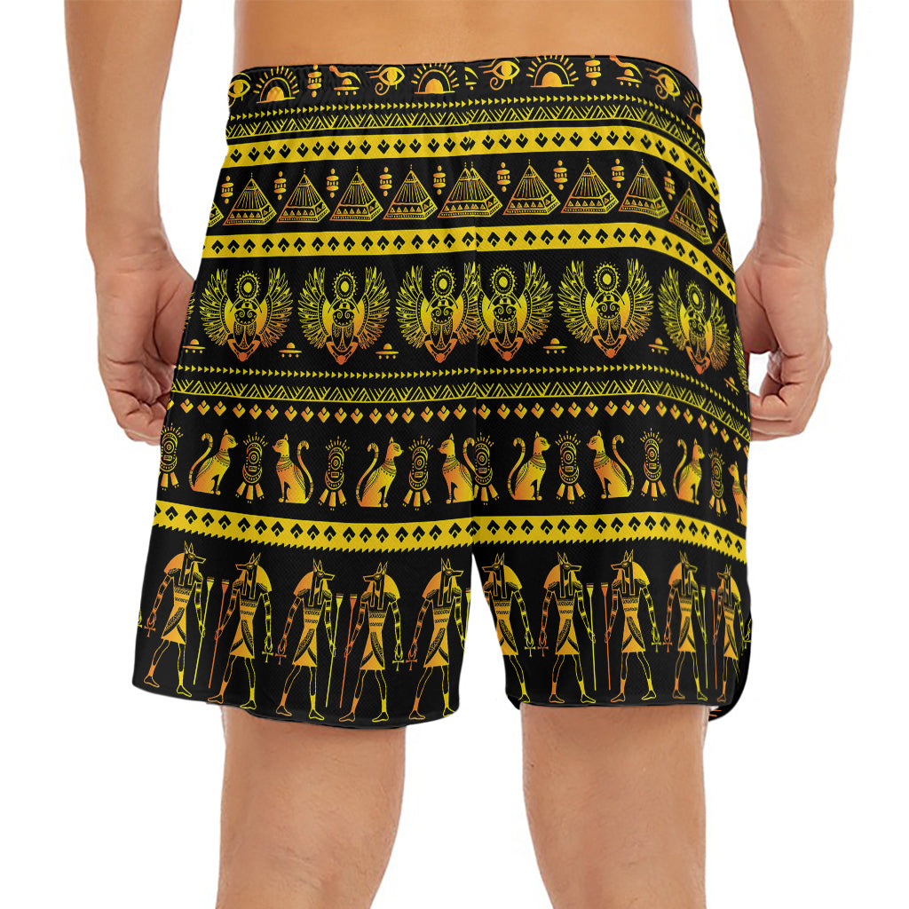 Ancient Egyptian Pattern Print Men's Split Running Shorts