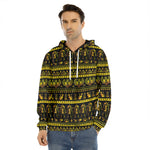 Ancient Egyptian Pattern Print Men's Velvet Pullover Hoodie