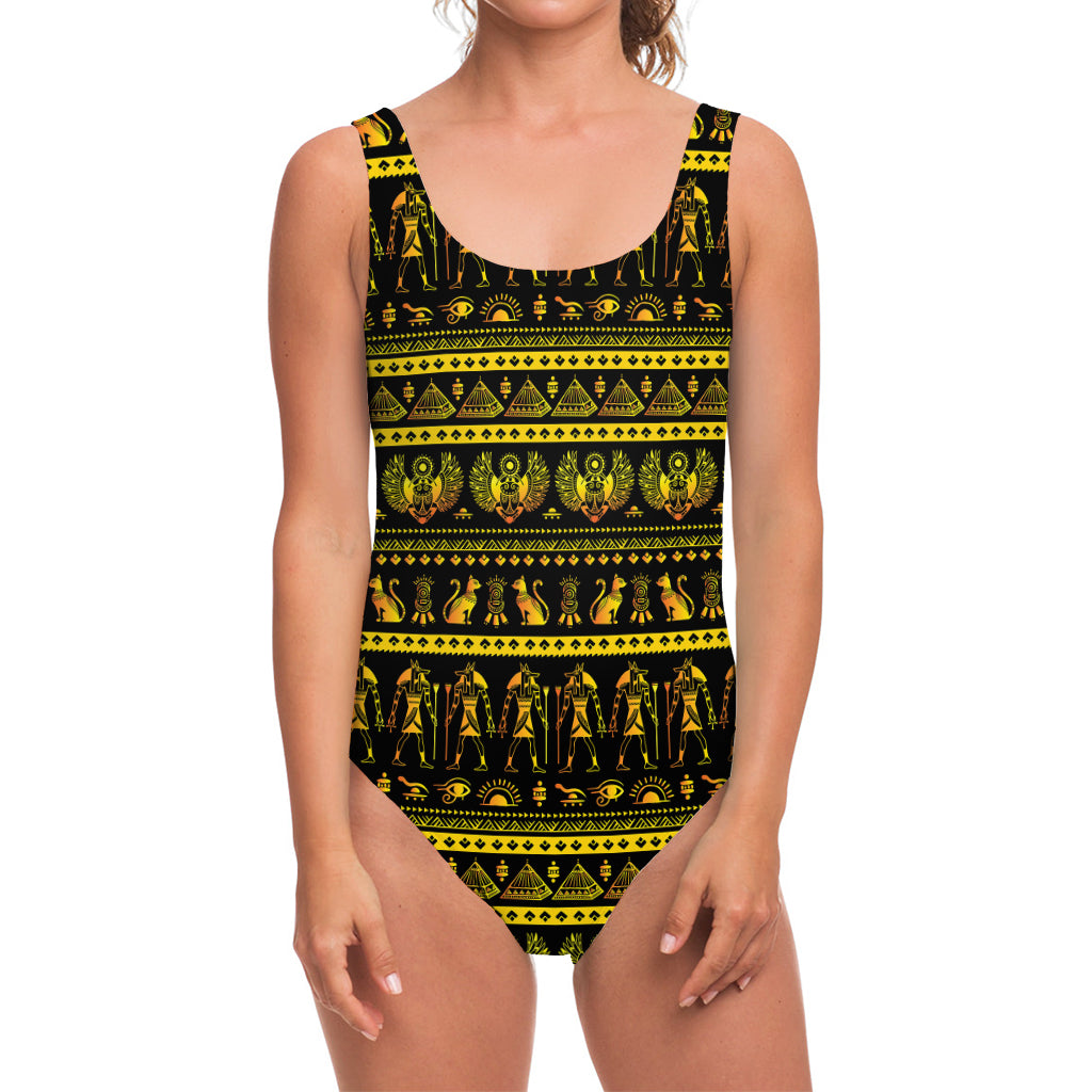 Ancient Egyptian Pattern Print One Piece Swimsuit