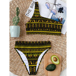 Ancient Egyptian Pattern Print One Shoulder Bikini Top