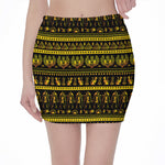 Ancient Egyptian Pattern Print Pencil Mini Skirt
