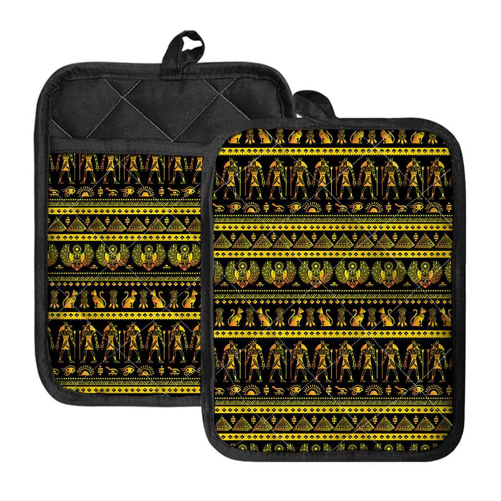 Ancient Egyptian Pattern Print Pot Holders With Pocket