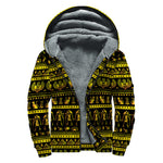 Ancient Egyptian Pattern Print Sherpa Lined Zip Up Hoodie