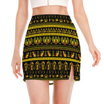 Ancient Egyptian Pattern Print Side Slit Mini Skirt