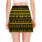 Ancient Egyptian Pattern Print Side Slit Mini Skirt