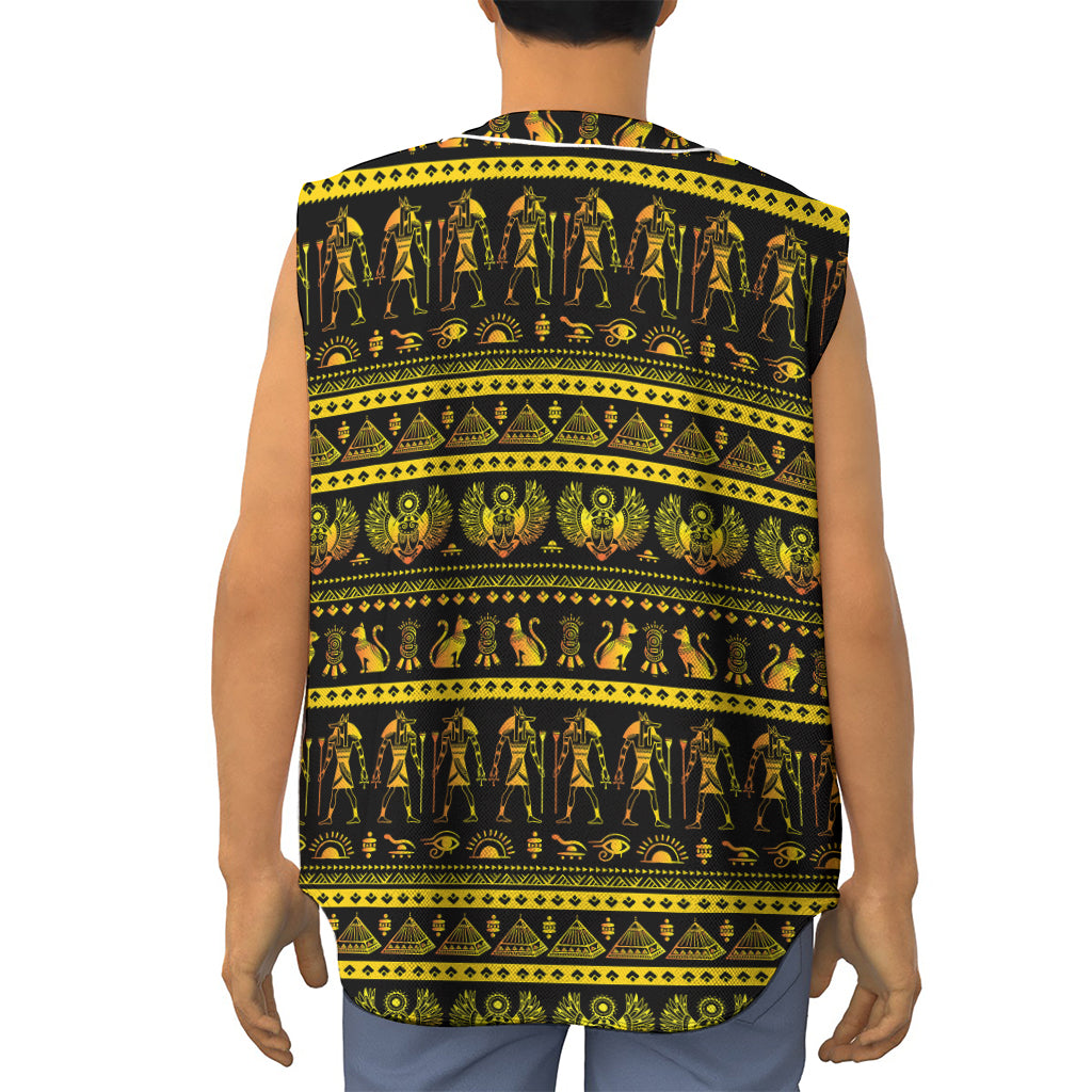 Ancient Egyptian Pattern Print Sleeveless Baseball Jersey