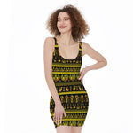 Ancient Egyptian Pattern Print Sleeveless Bodycon Dress