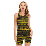 Ancient Egyptian Pattern Print Sleeveless One Piece Swimsuit